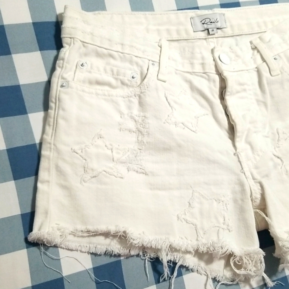 Rails Logan White Stars Distressed Denim Short - image 6